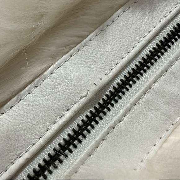 Vintage 90's Y2K Atmosphere Soft Rabbit Fur Bomber Jacket with Pockets - Medium - Picture 9 of 13